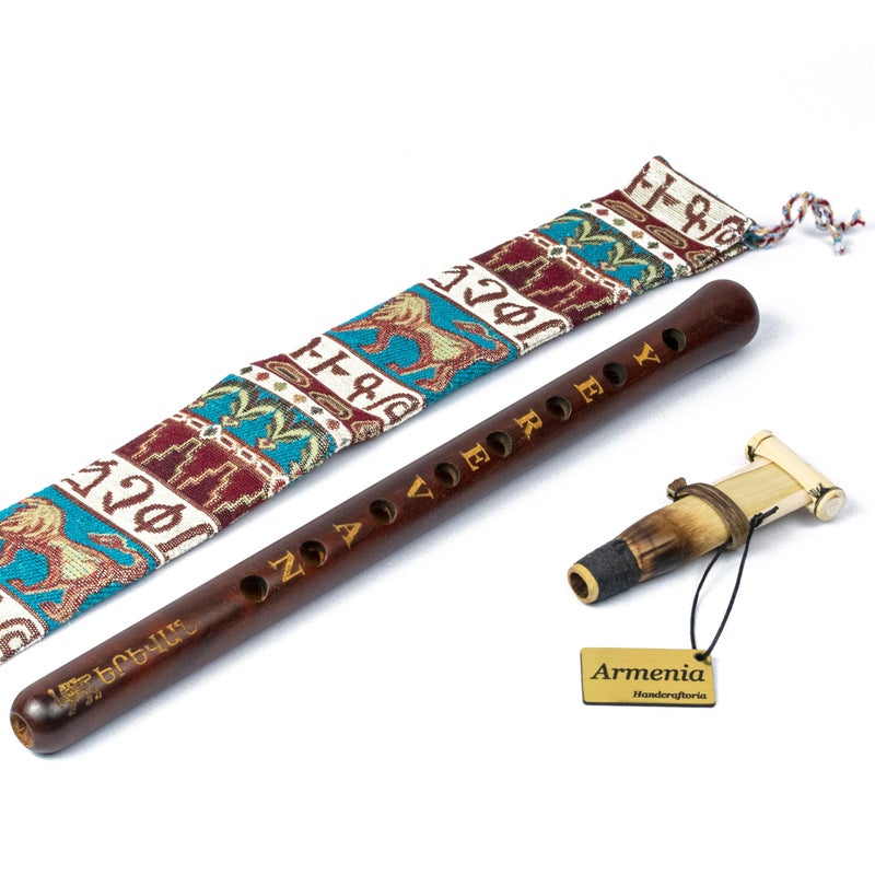HandCraftoria دودوك أرميني - إصدار خاص - يريفان عيد ميلاد - مصنوع يدويًا من أرمينيا مع تعليمات العزف - آلة نفخ أوبوا فلوت بلبان من خشب المشمش - هدية مع حقيبة وطنية - Image 1